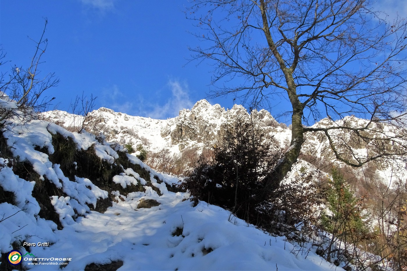 12 Il 136 divenuto vero sentiero in decisa salia ricoperto di neve.JPG